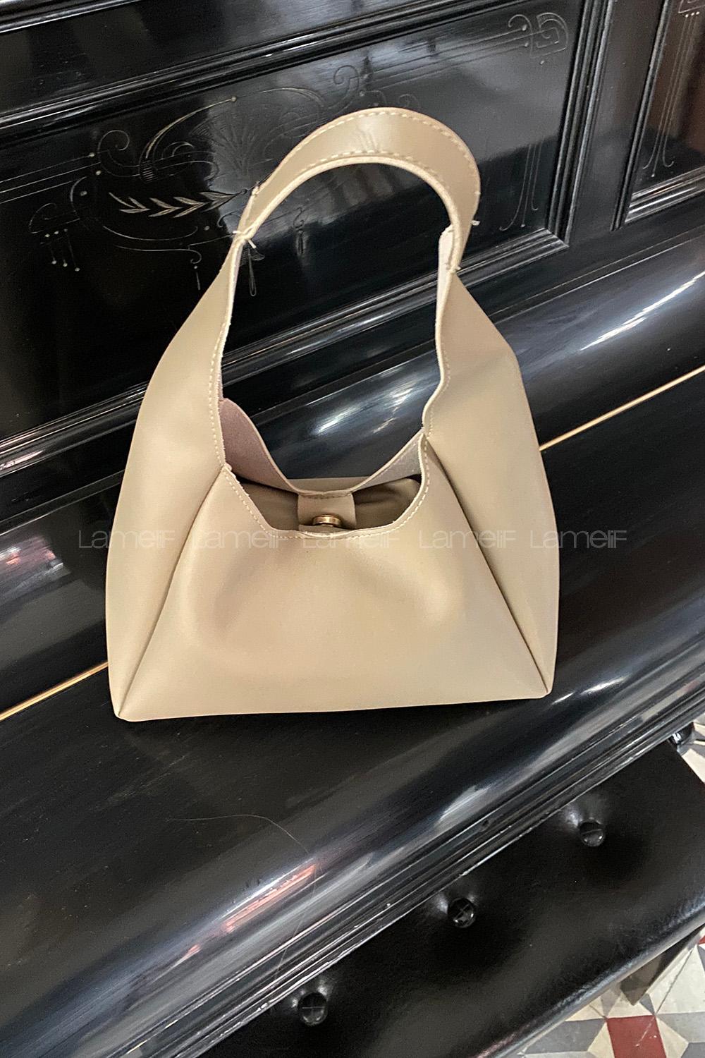 Lamelif Omuz Askılı Deri Görünümlü Kadın Çanta Vizonrengi