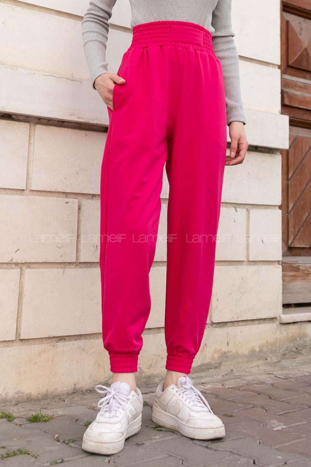 Lamelif Önü Arma Detaylı Eşofman Fuşya