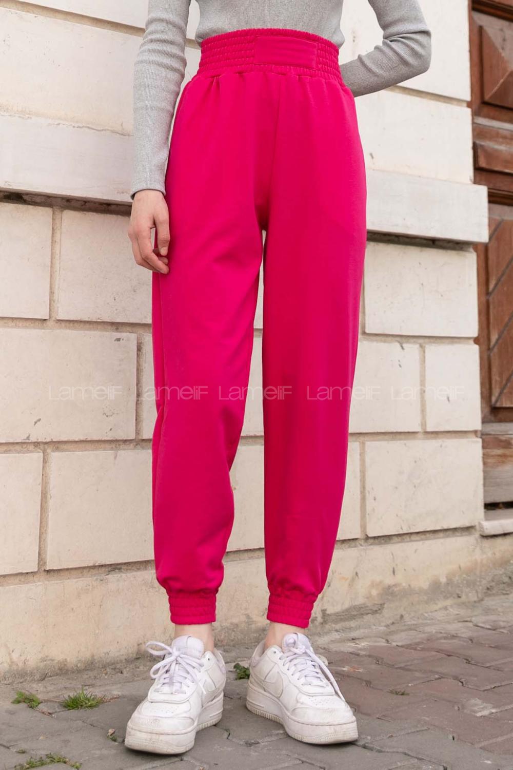 Lamelif Önü Arma Detaylı Eşofman Fuşya