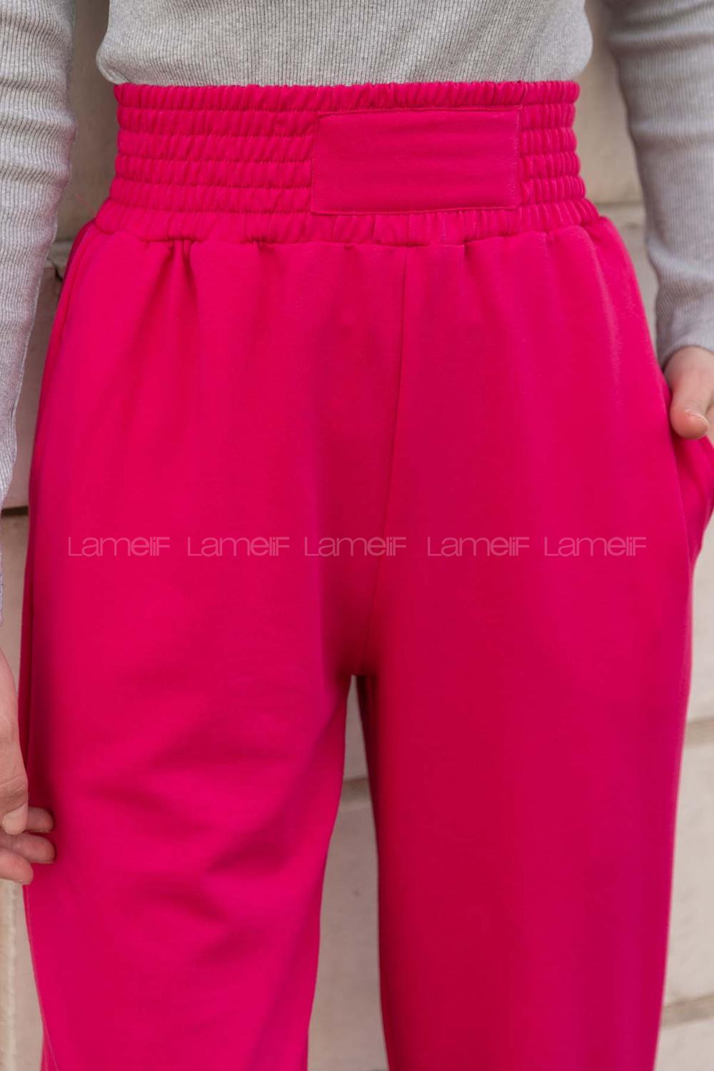 Lamelif Önü Arma Detaylı Eşofman Fuşya