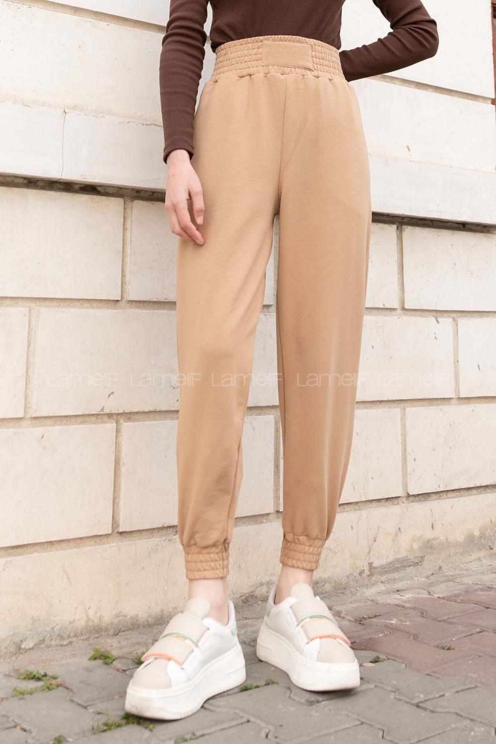 Lamelif Önü Arma Detaylı Eşofman Sütlü Kahve