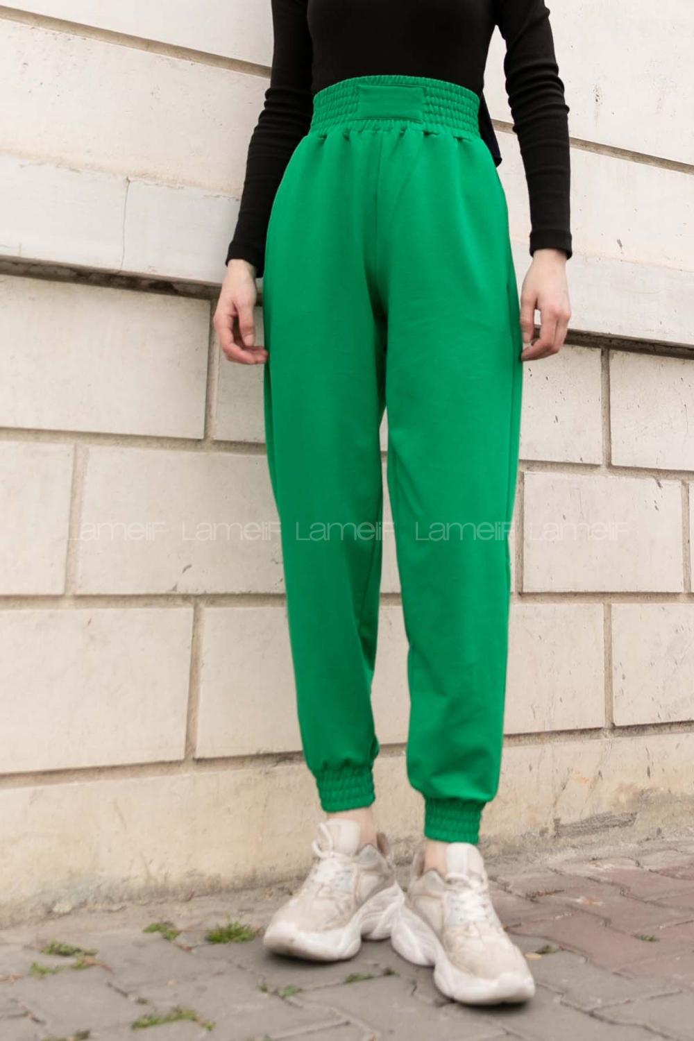 Lamelif Önü Arma Detaylı Eşofman Yeşil