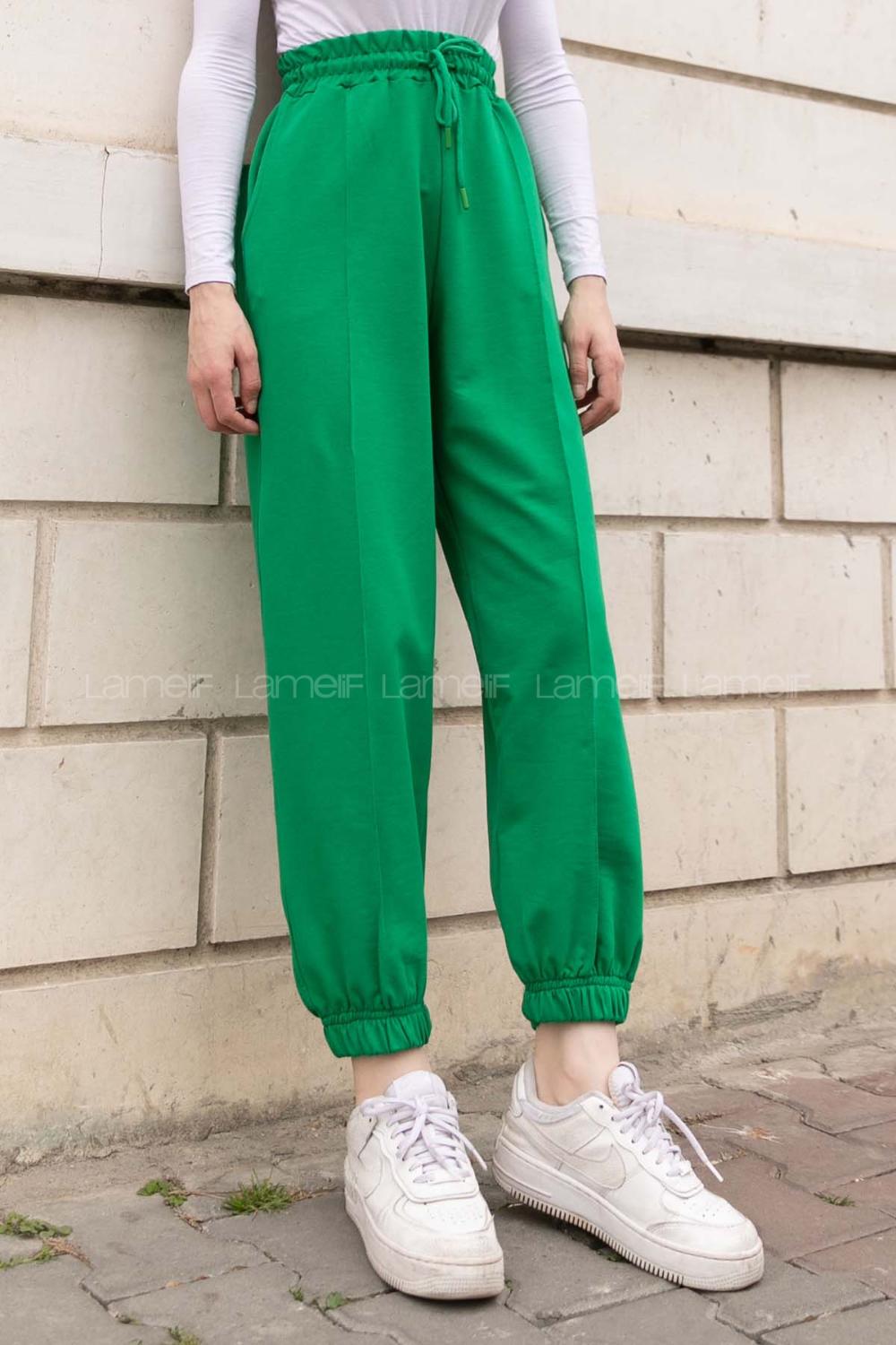 Green Regular Trousers Elastic Waist Regular Cut Bottom Tracksuit