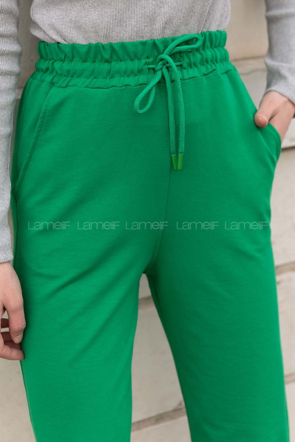 Lamelif Paça Lastikli Eşofman Altı Yeşil