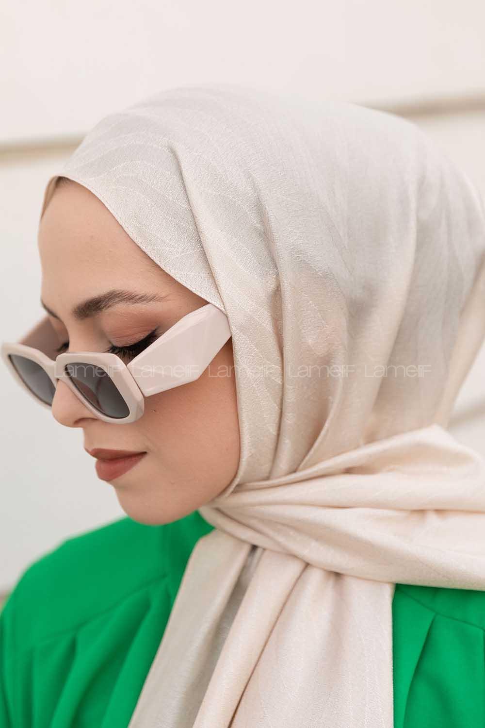 Beige Viscose Fabric Printed Shawl