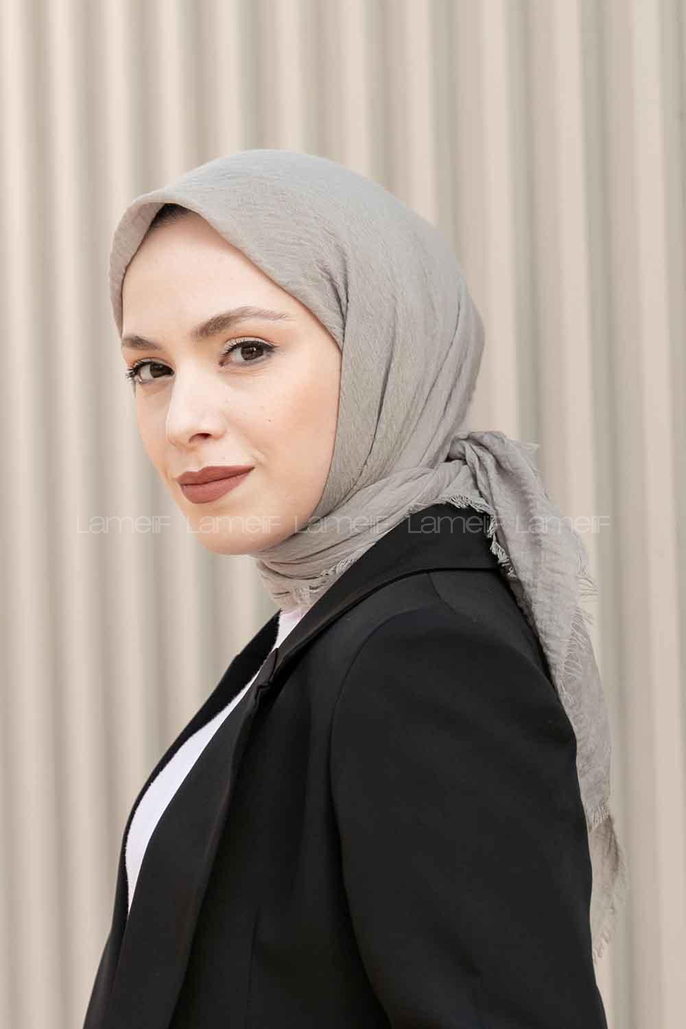 Light Grey Cotton Fabric Straight Scarf