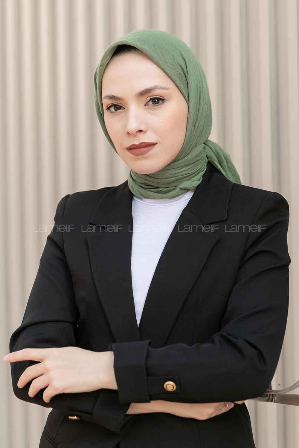 Anatolian Black Cotton Fabric Straight Scarf