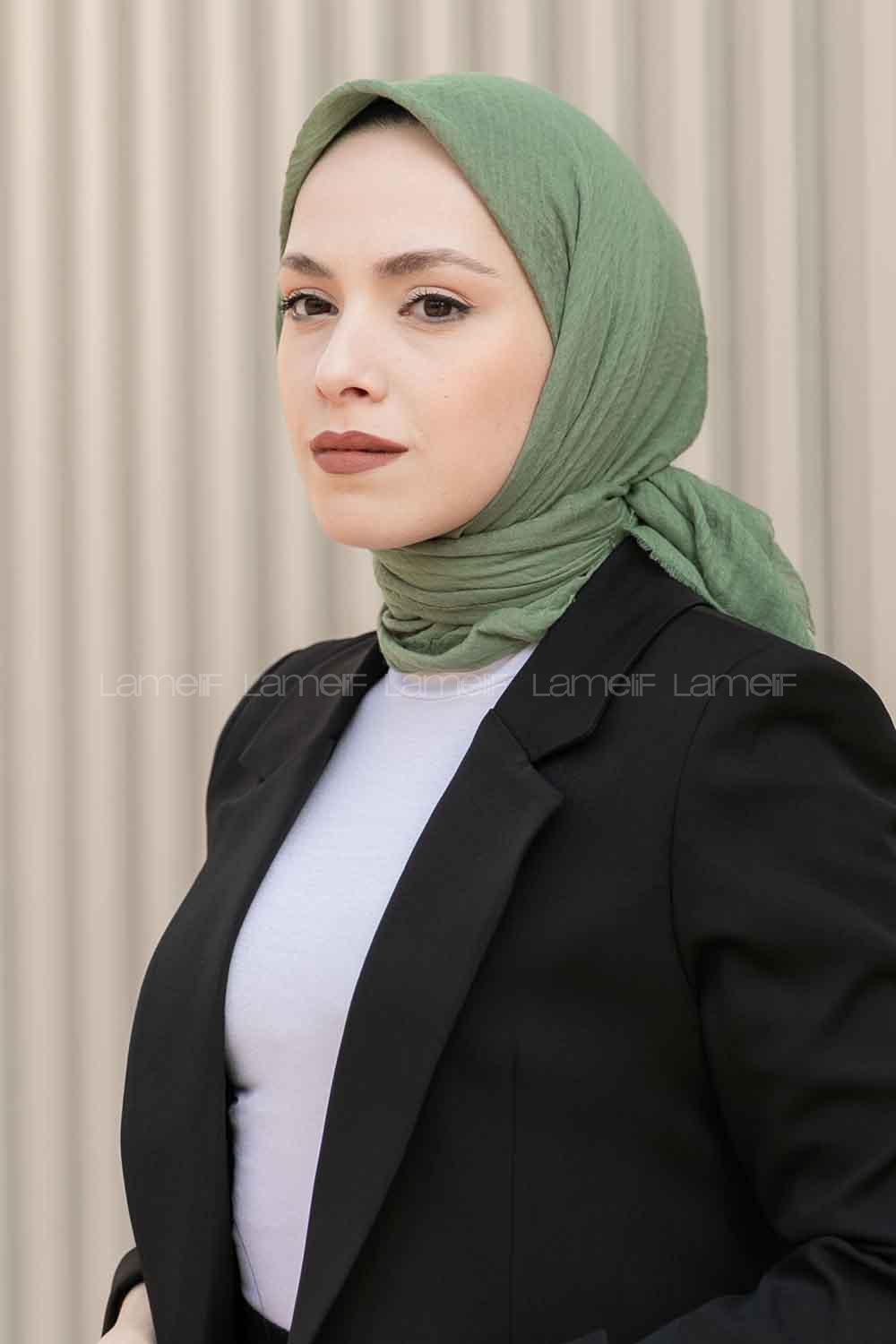 Anatolian Black Cotton Fabric Straight Scarf