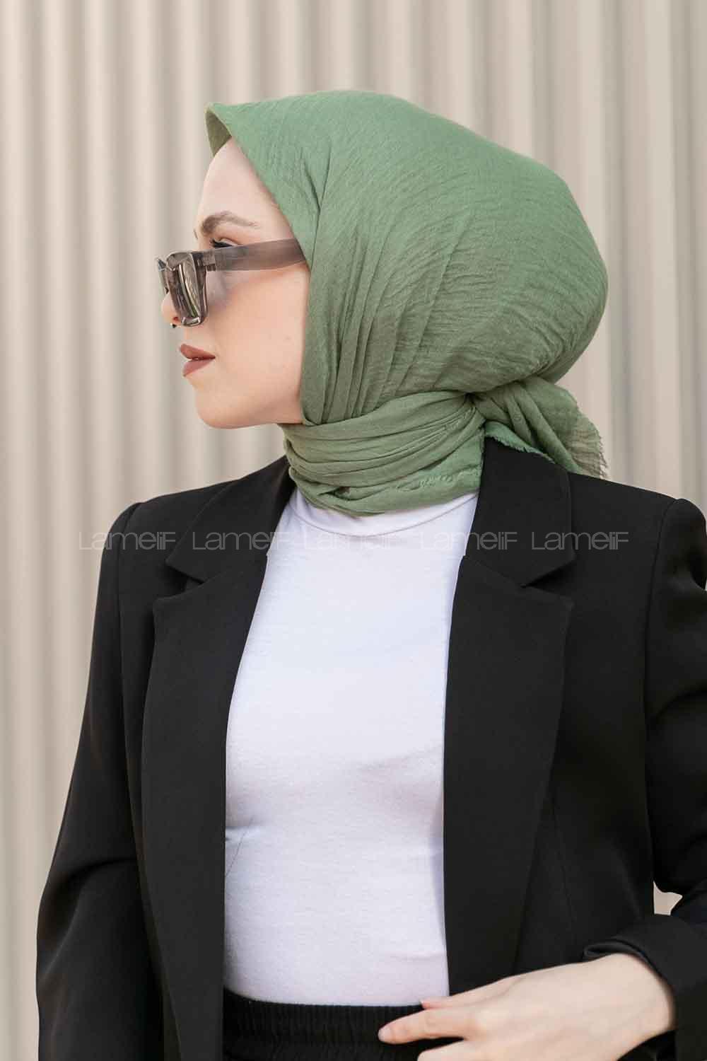 Anatolian Black Cotton Fabric Straight Scarf