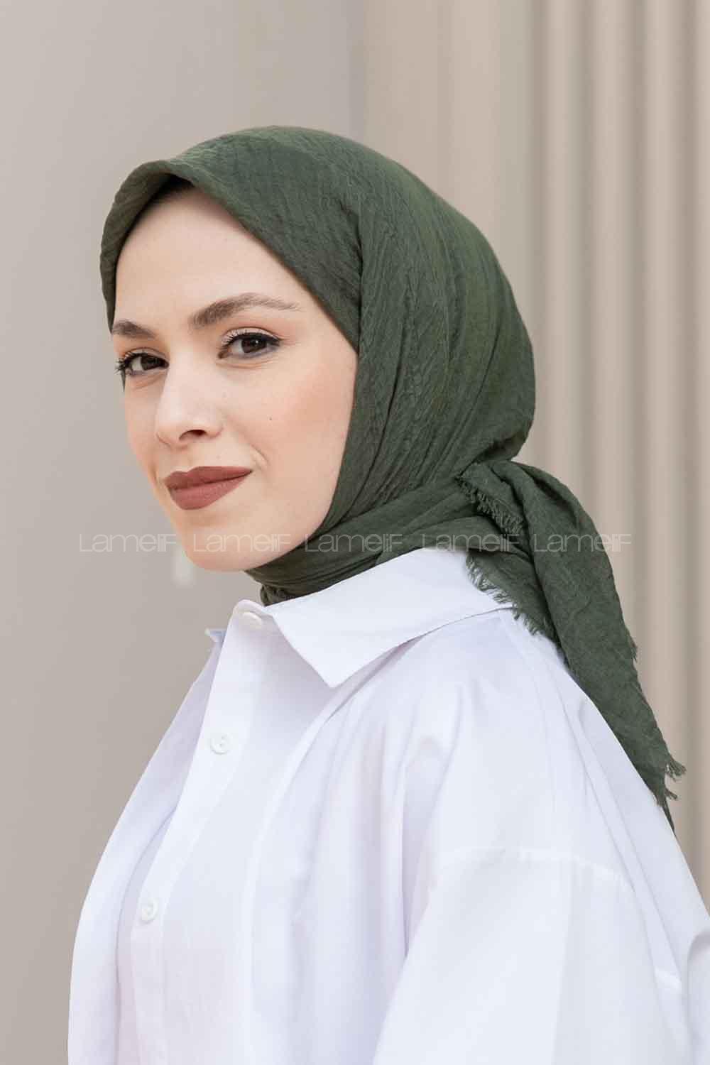 Khaki Cotton Fabric Straight Scarf