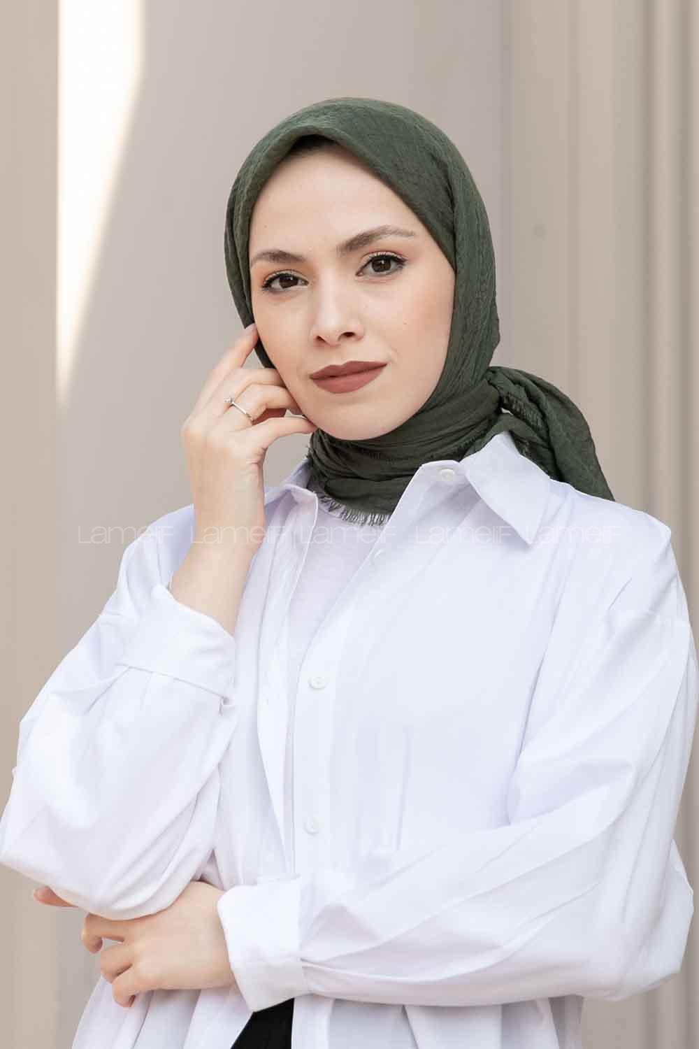 Khaki Cotton Fabric Straight Scarf