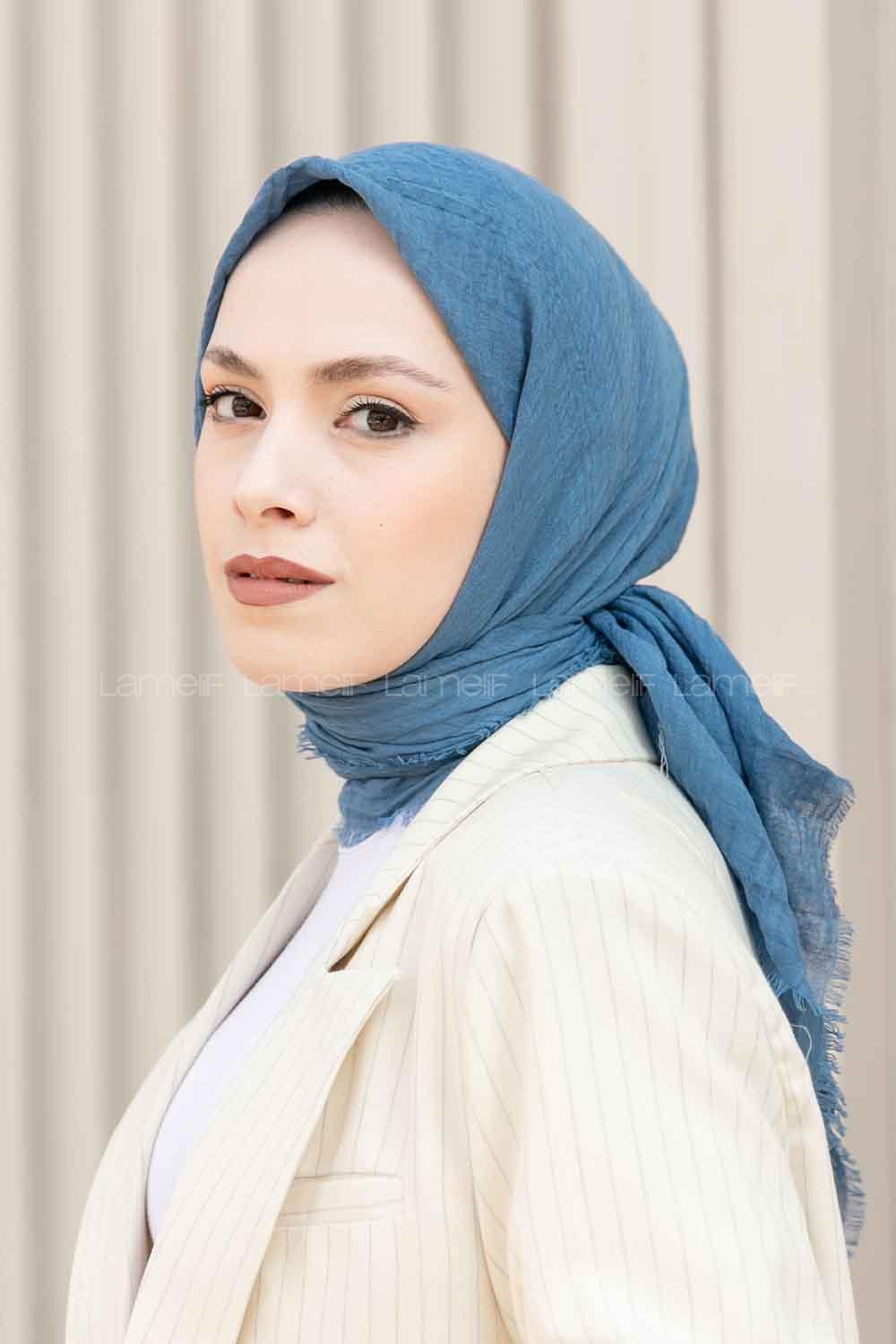 Lamelif Bürümcük Eşarp İndigo