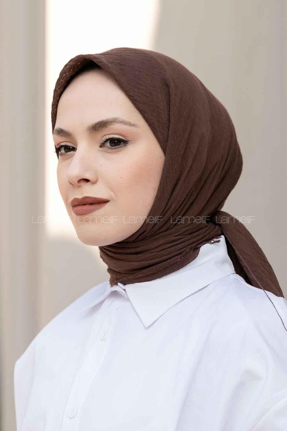 Brown Cotton Fabric Straight Scarf