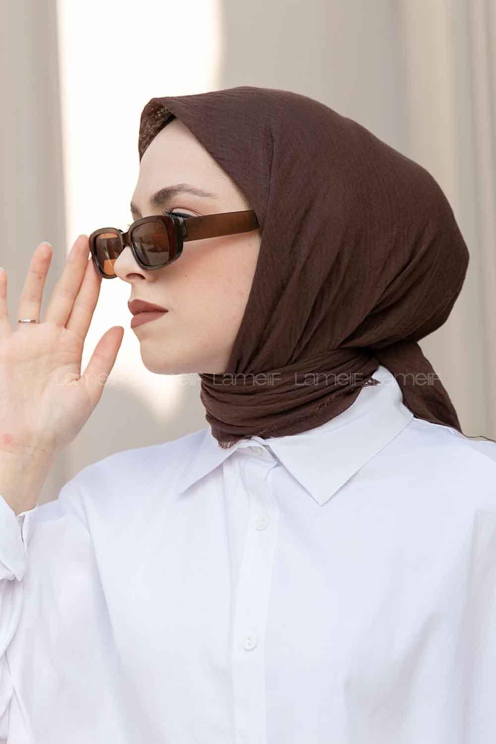 Brown Cotton Fabric Straight Scarf