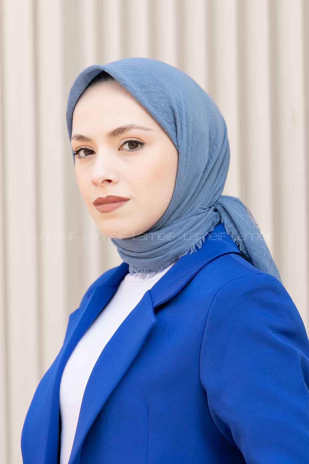 Lamelif Bürümcük Eşarp Kot Mavisi