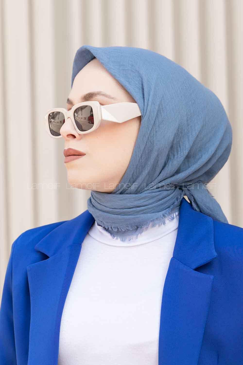 Lamelif Bürümcük Eşarp Kot Mavisi