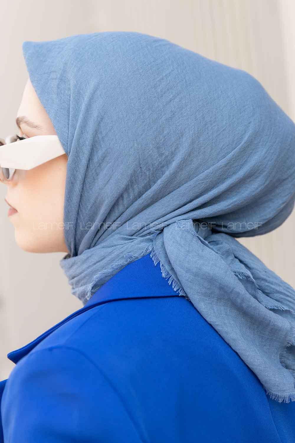 Lamelif Bürümcük Eşarp Kot Mavisi