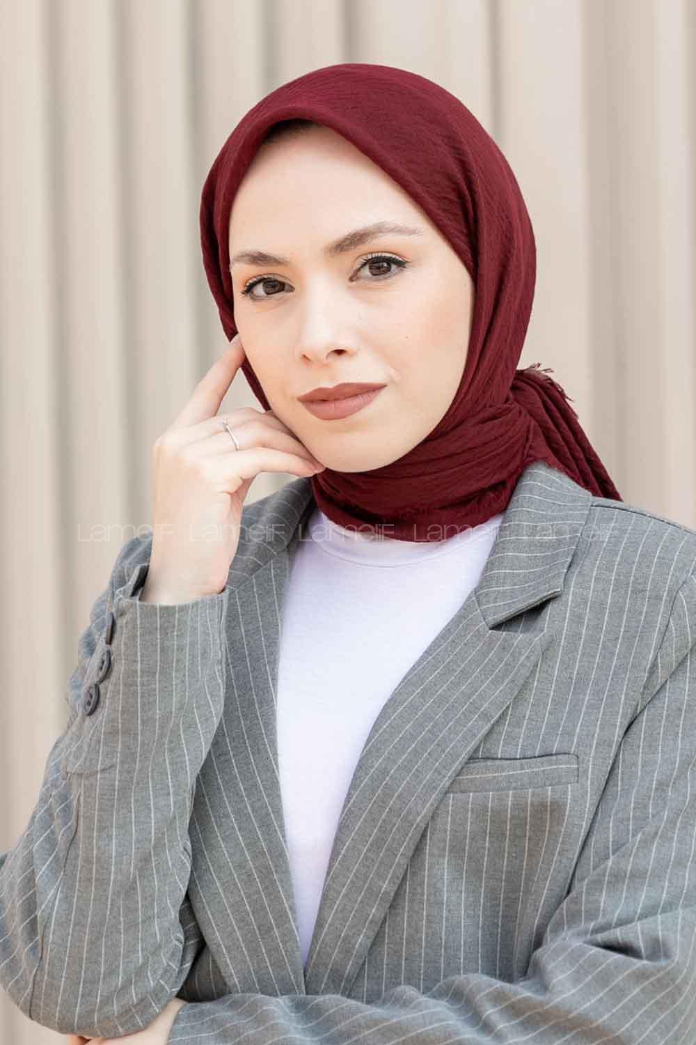 Lamelif Bürümcük Eşarp Koyu Bordo