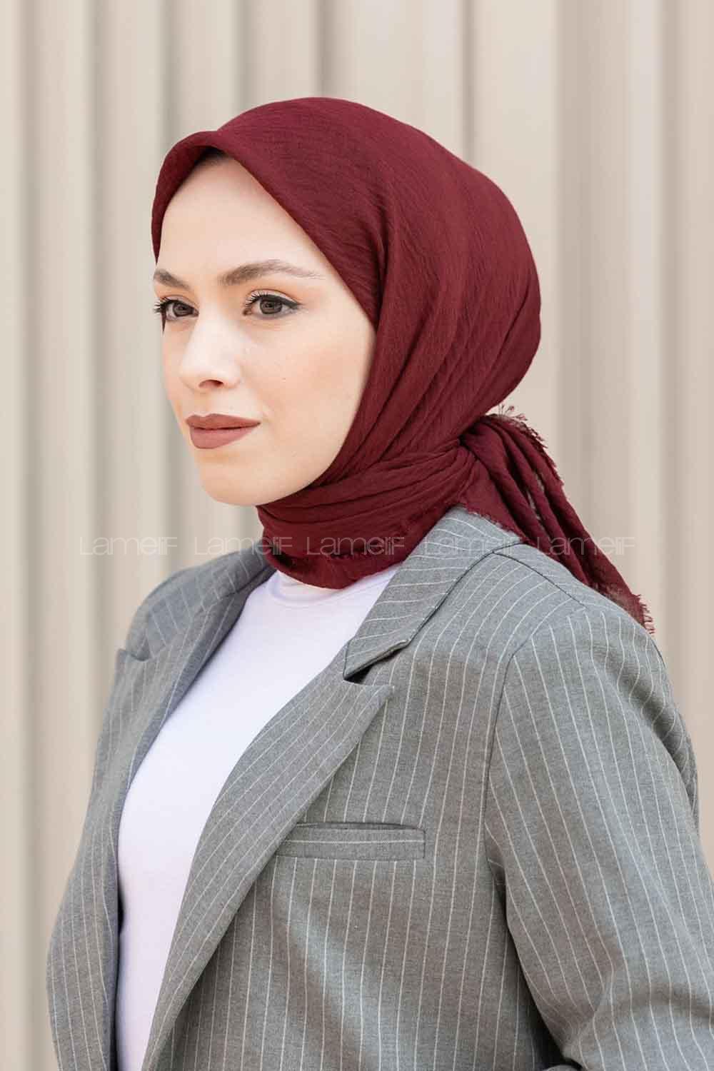 Lamelif Bürümcük Eşarp Koyu Bordo