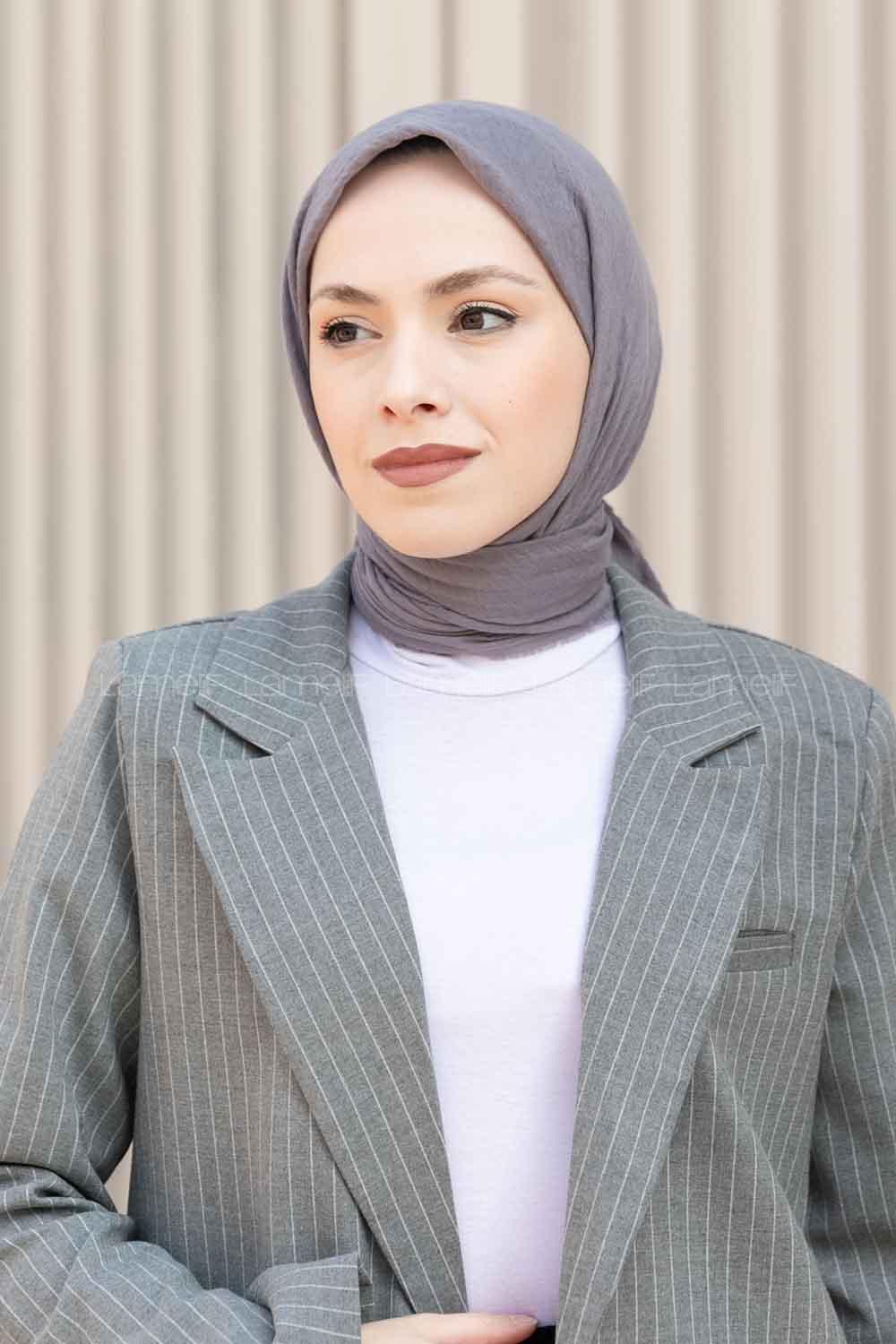 Gray Black Cotton Fabric Straight Scarf