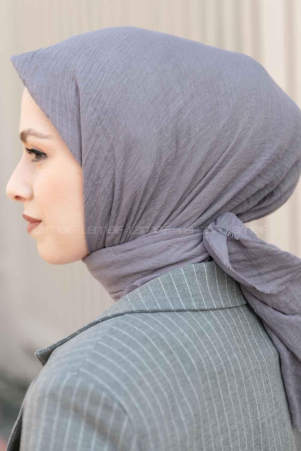 Gray Black Cotton Fabric Straight Scarf