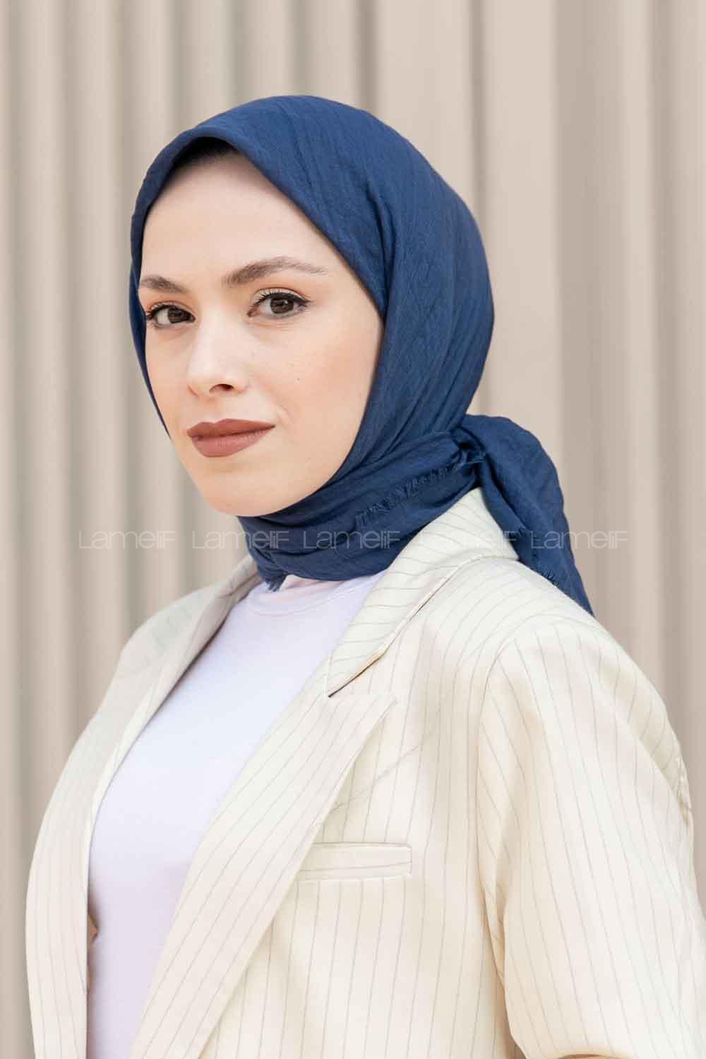 Indigo Khaki Cotton Fabric Straight Scarf