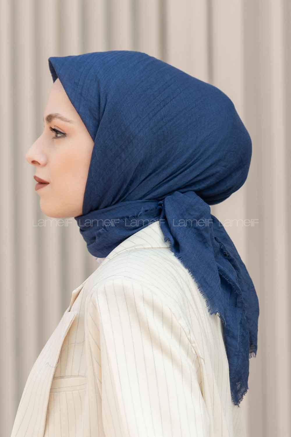 Indigo Khaki Cotton Fabric Straight Scarf