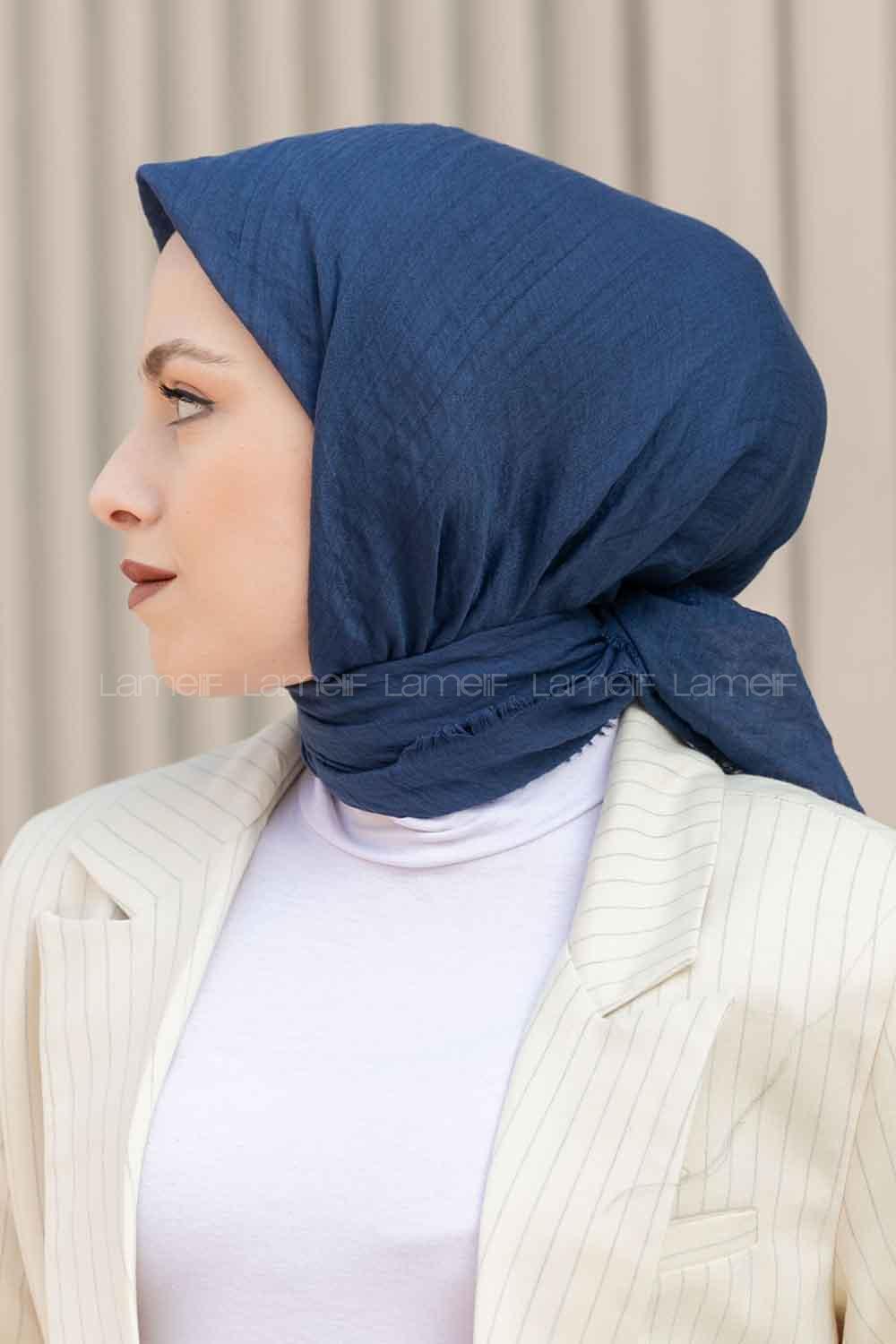 Indigo Khaki Cotton Fabric Straight Scarf
