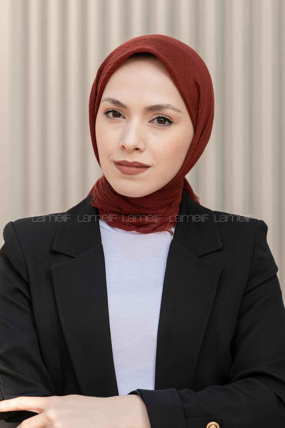 Lamelif Bürümcük Eşarp Koyu Kiremit