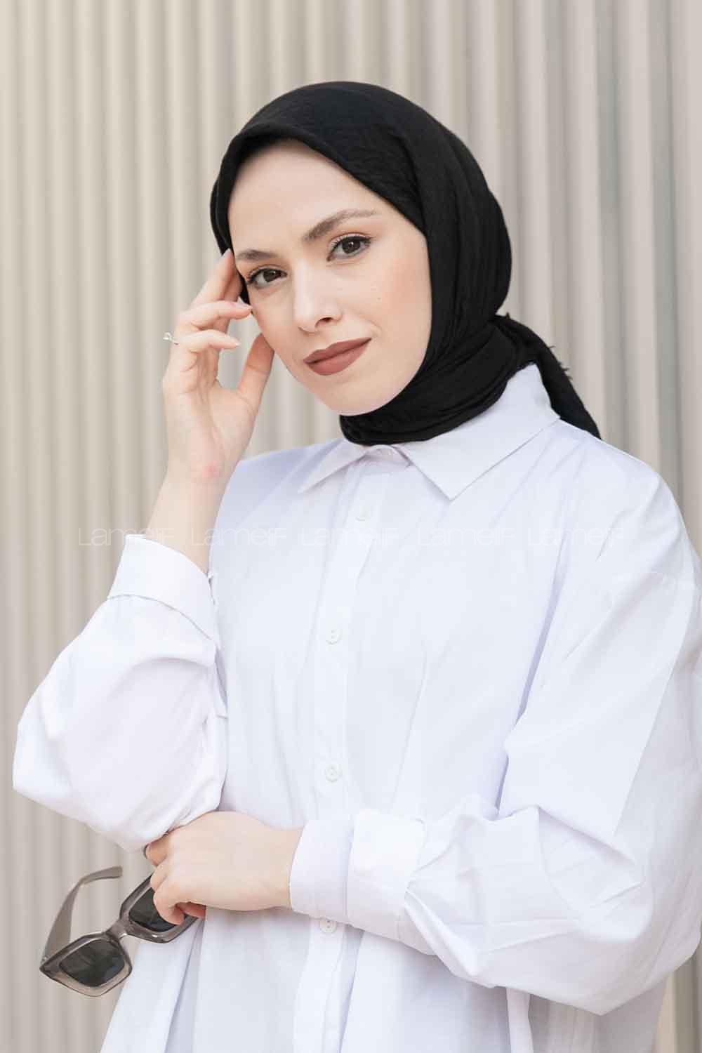 Lamelif Bürümcük Eşarp Siyah