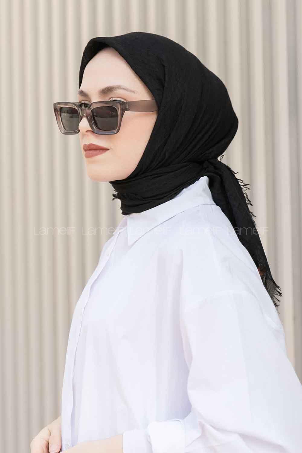 Lamelif Bürümcük Eşarp Siyah