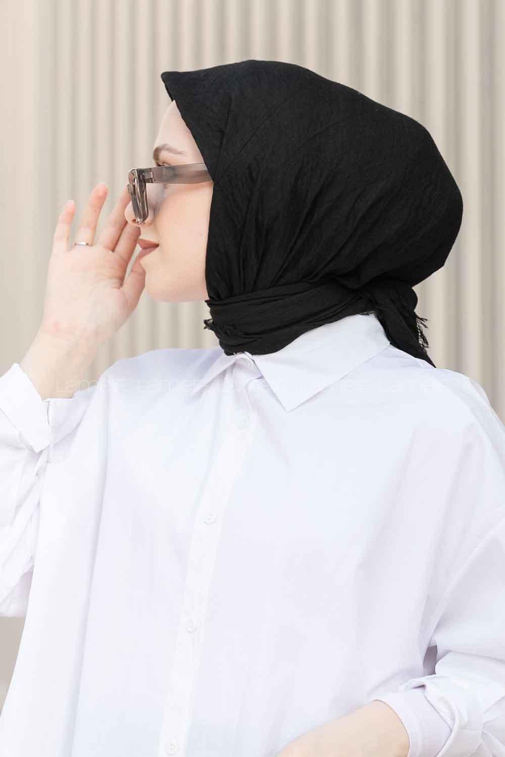 Lamelif Bürümcük Eşarp Siyah