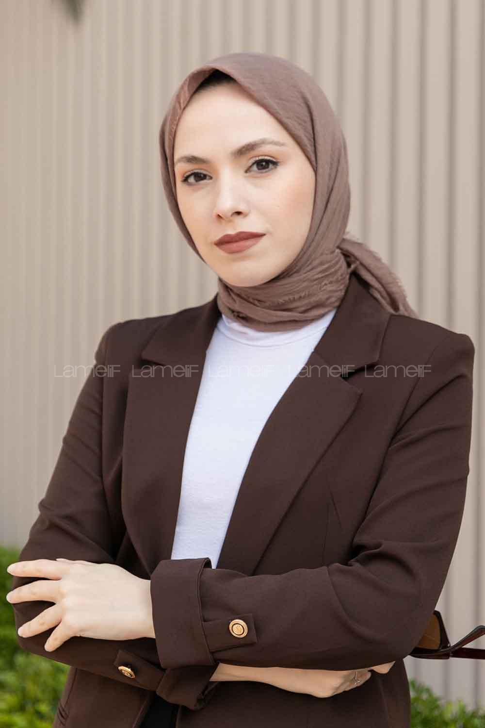 Soft Brown Cotton Fabric Straight Scarf