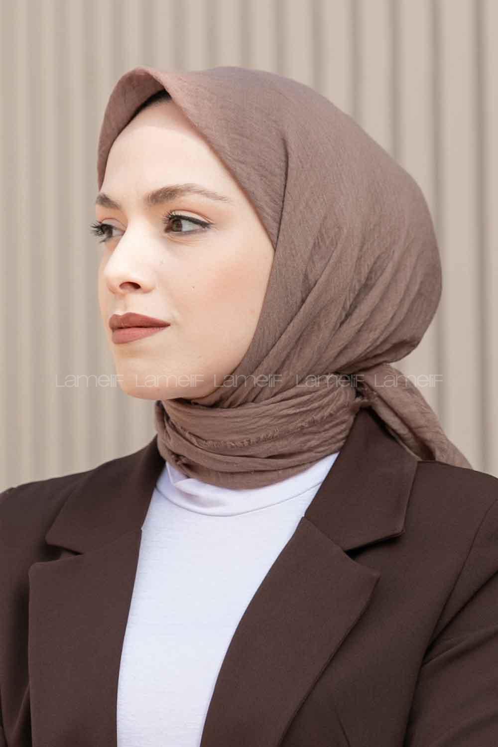 Soft Brown Cotton Fabric Straight Scarf