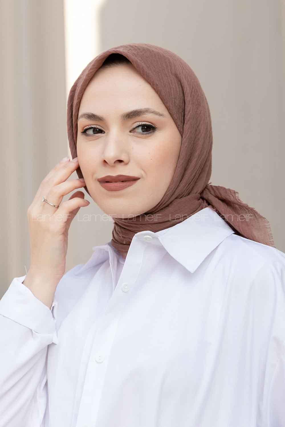 Lamelif Bürümcük Eşarp Tozlu Kahve