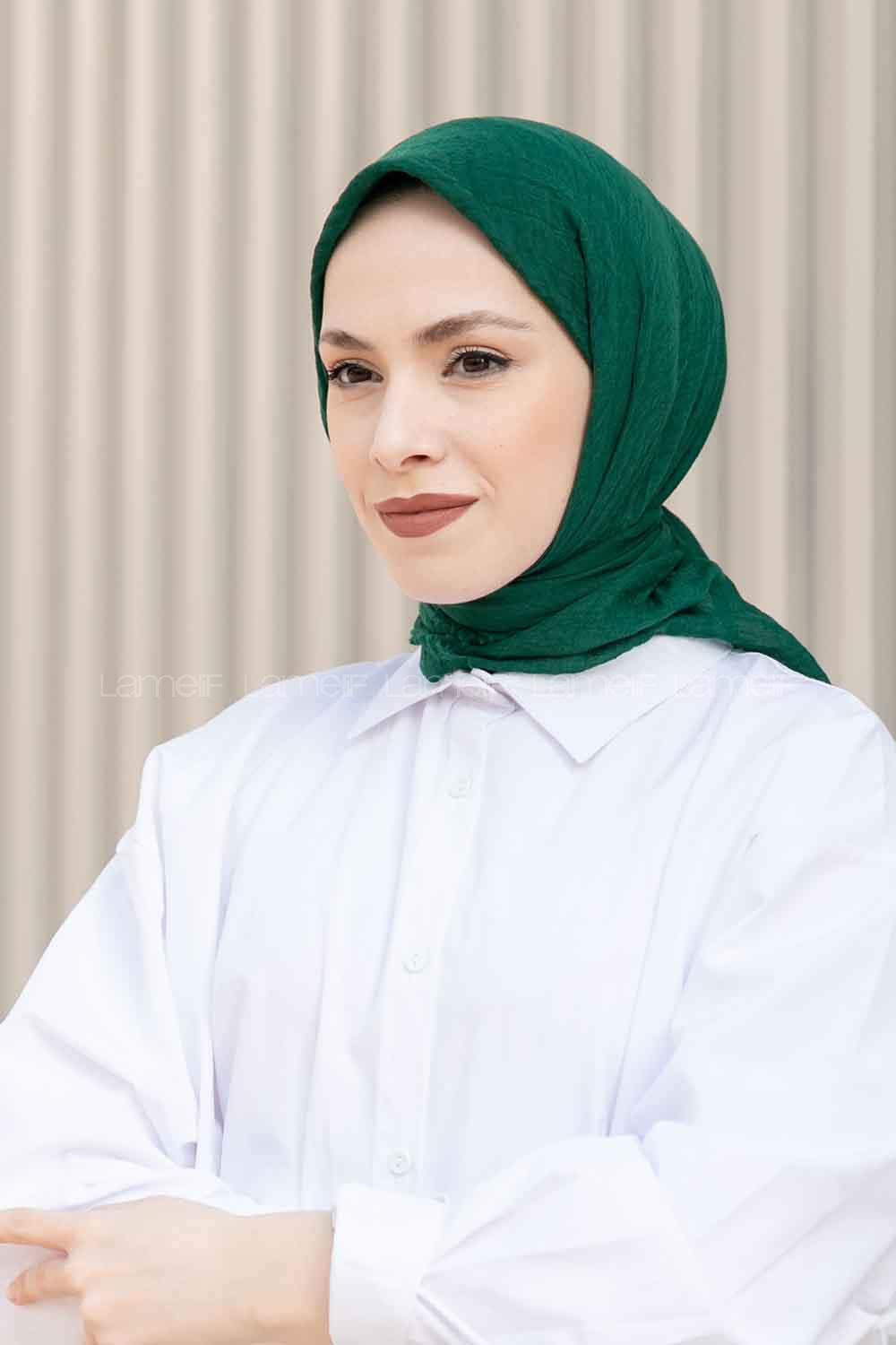 Lamelif Bürümcük Eşarp Zümrüt Yeşili
