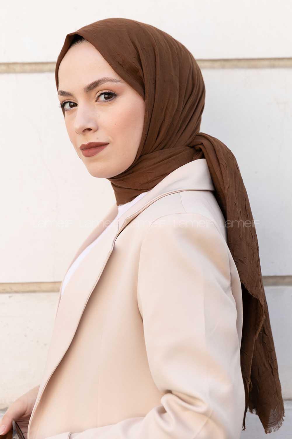 Lamelif Bambu Şal Kahverengi