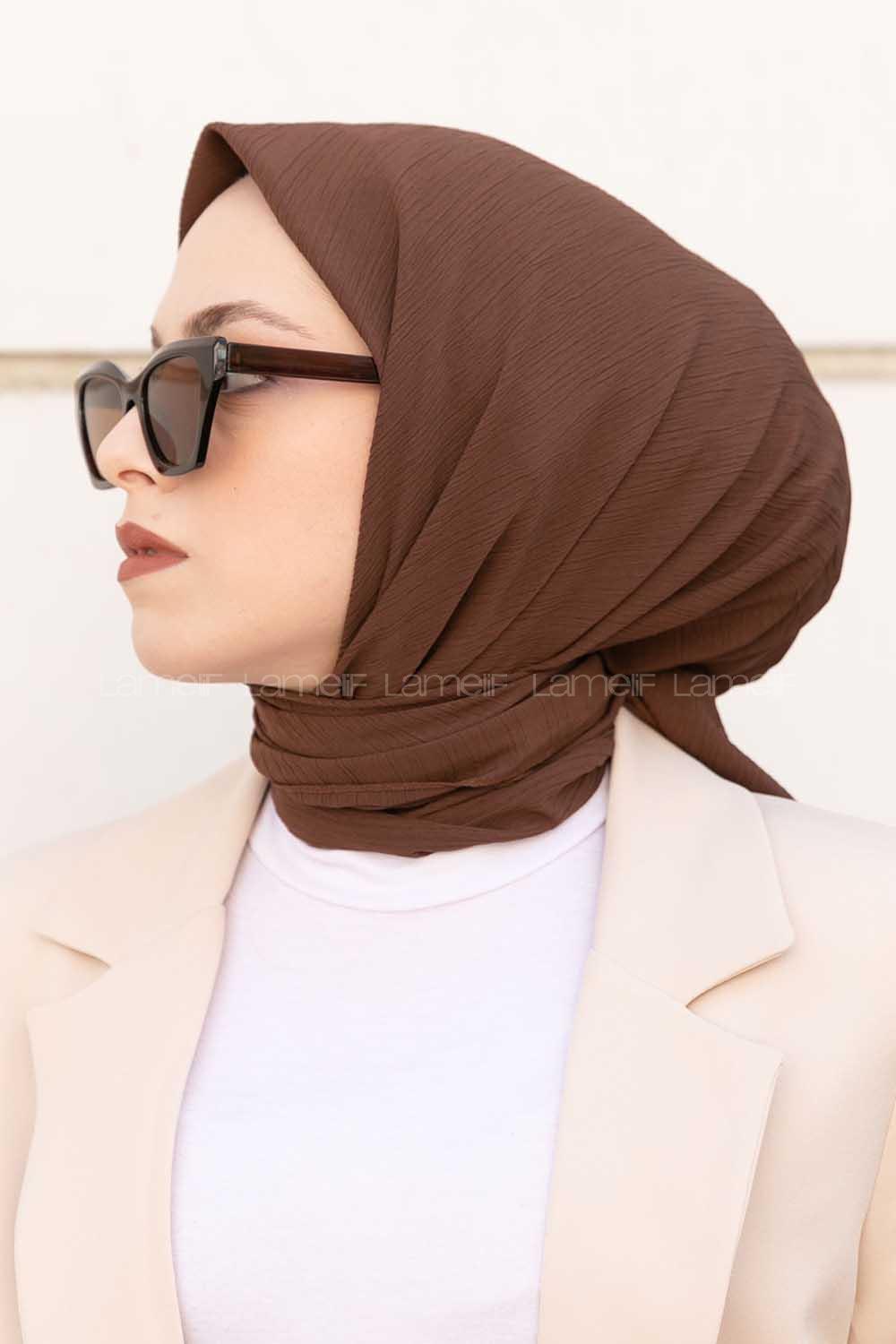 Lamelif Krimkıl Eşarp Kahverengi