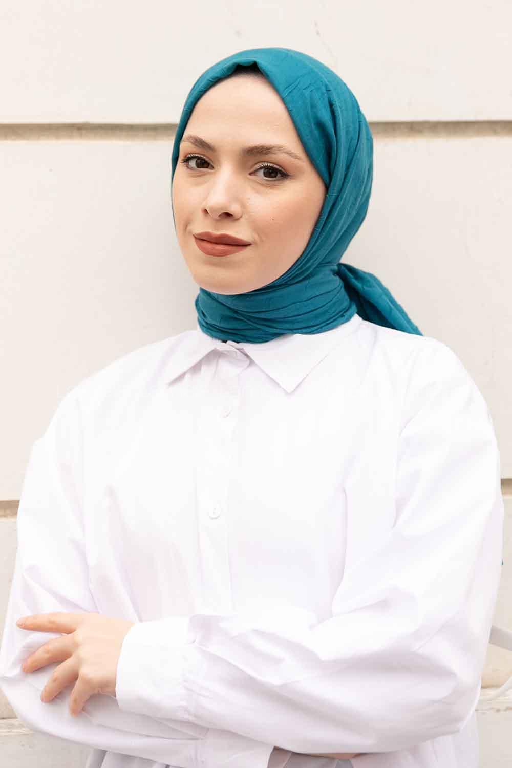 Lamelif Bambu Şal Petrol Mavisi