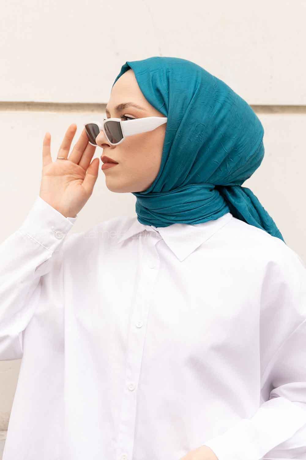 Lamelif Bambu Şal Petrol Mavisi