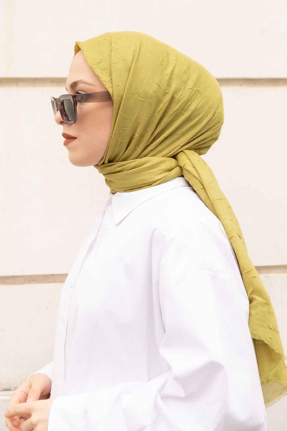 Lamelif Bambu Şal Yağ Yeşili