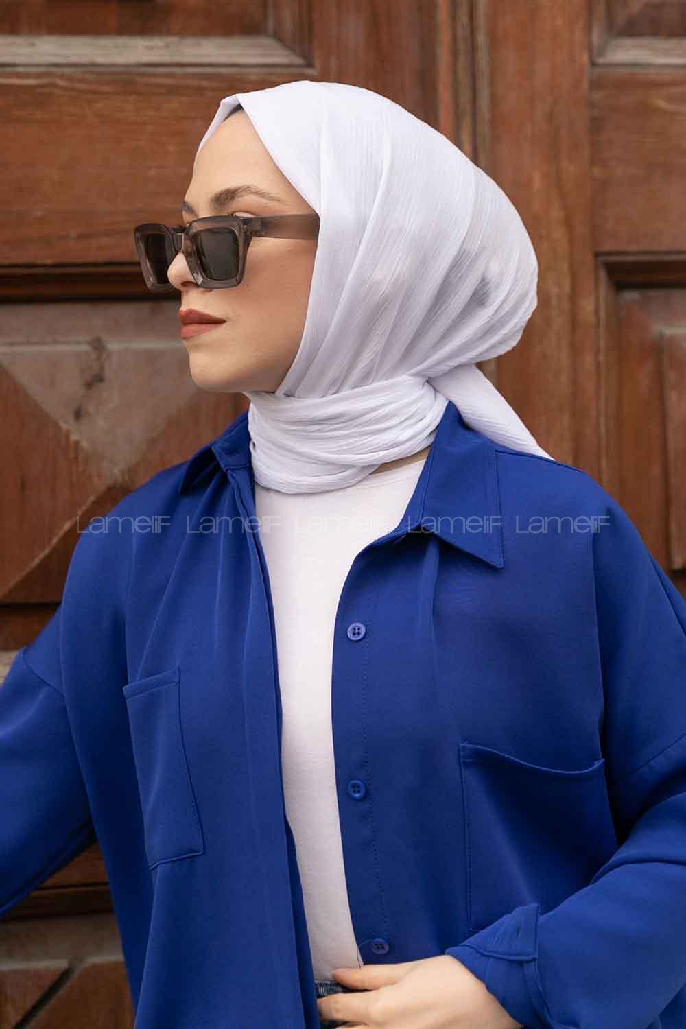 Lamelif Krinkıl Şal Beyaz