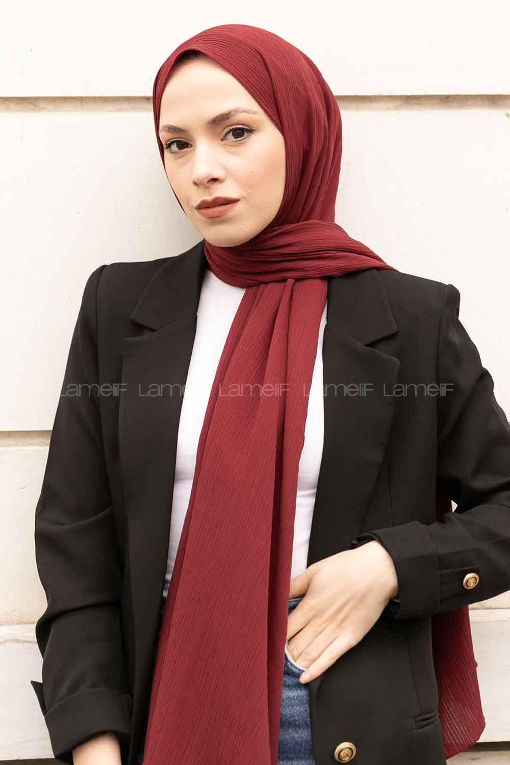 Lamelif Krinkıl Şal Koyu Bordo
