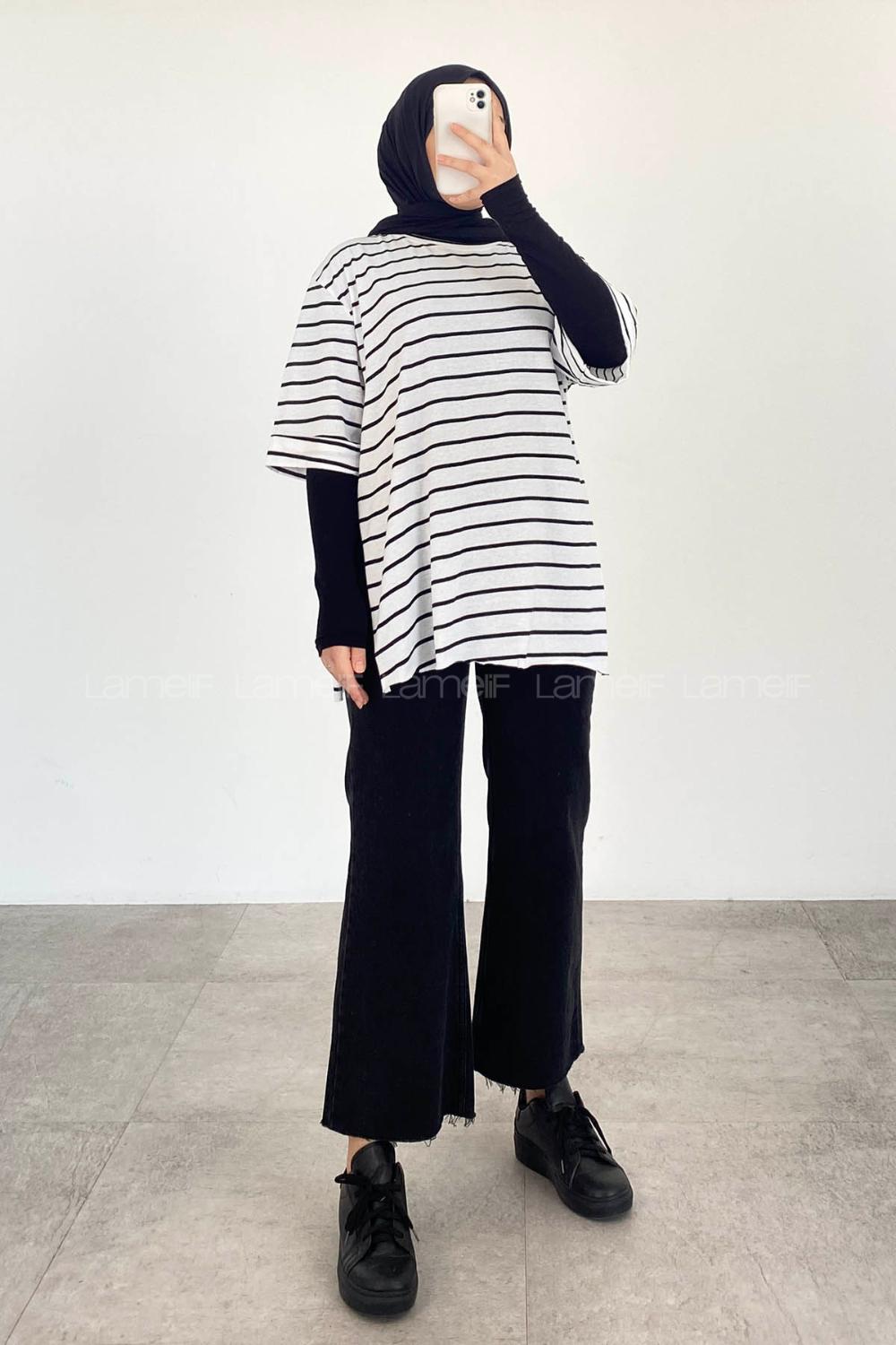 Black-white-1 Crew Neck Half Arm Arm Cotton Printed T-shirt