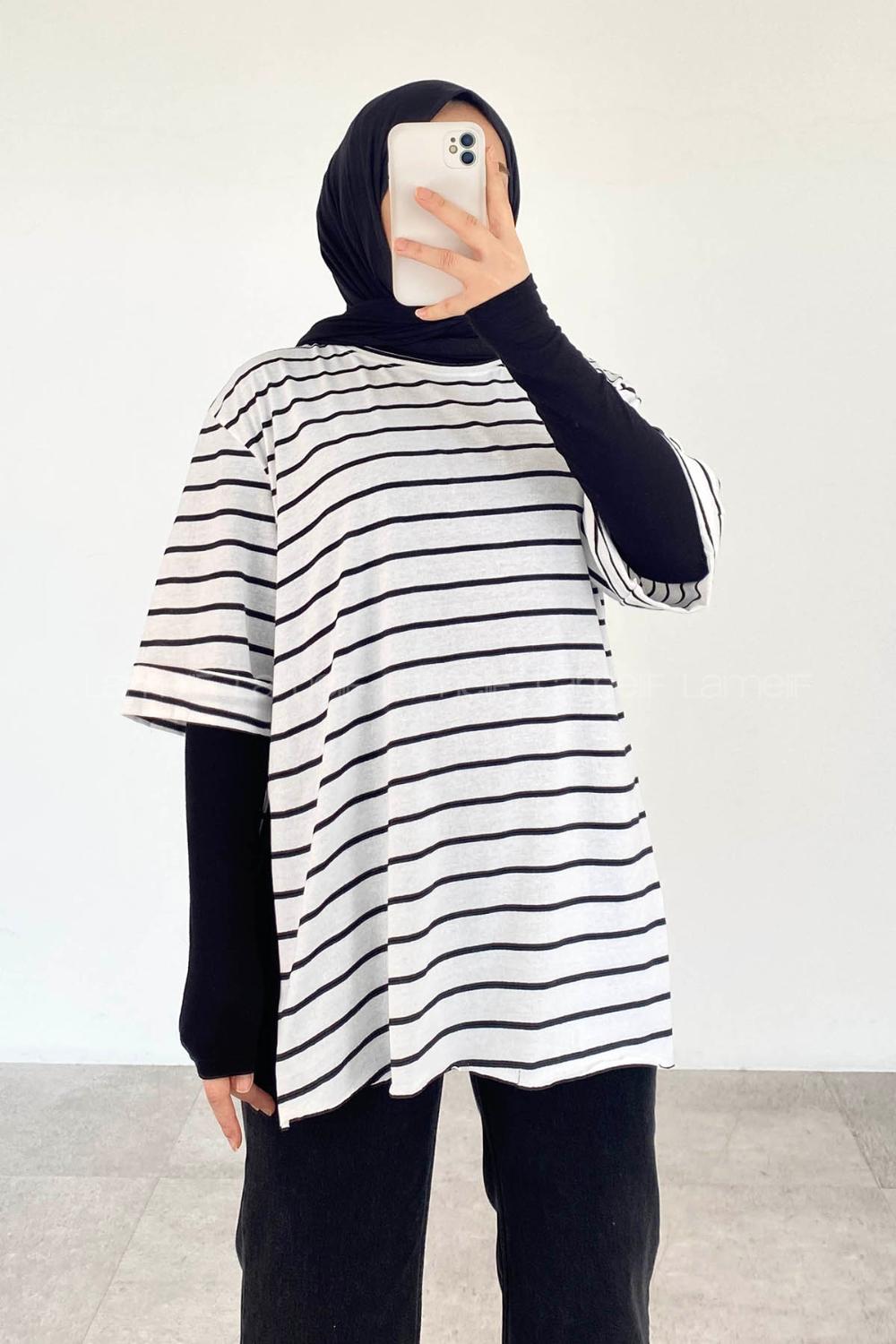 Black-white-1 Crew Neck Half Arm Arm Cotton Printed T-shirt