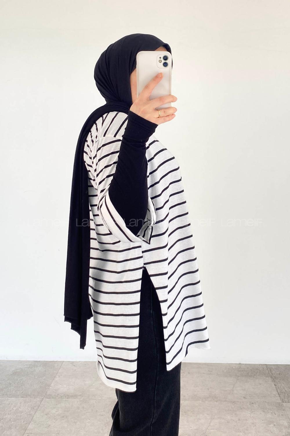 Black-white-1 Crew Neck Half Arm Arm Cotton Printed T-shirt