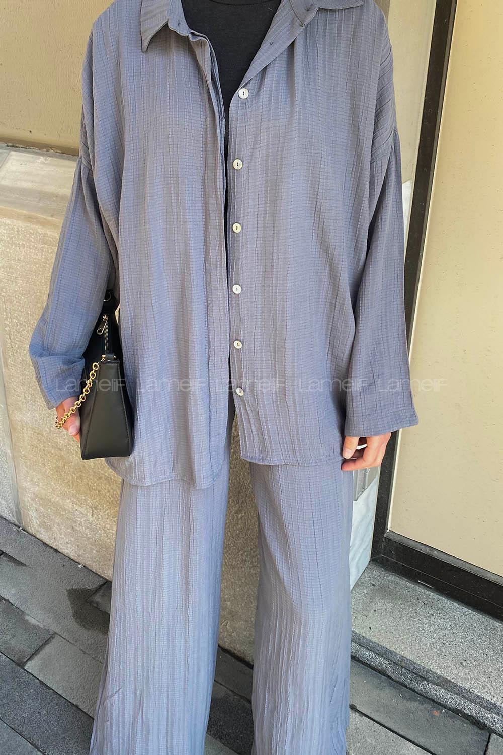 Smoked Shirt Collar Long Arm Without Accessories Cotton Regular Trousers Comfortable Suit