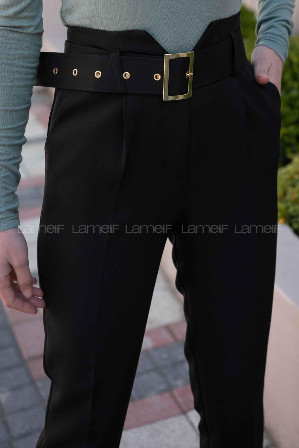 Black Cotton Fabric High Waist Comfortable Pants
