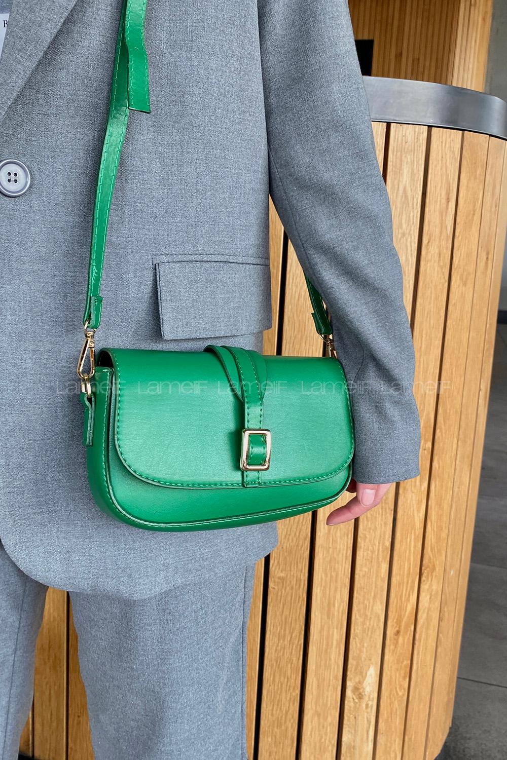Lamelif Tokalı Çapraz Askılı Kadın Çanta Yeşil