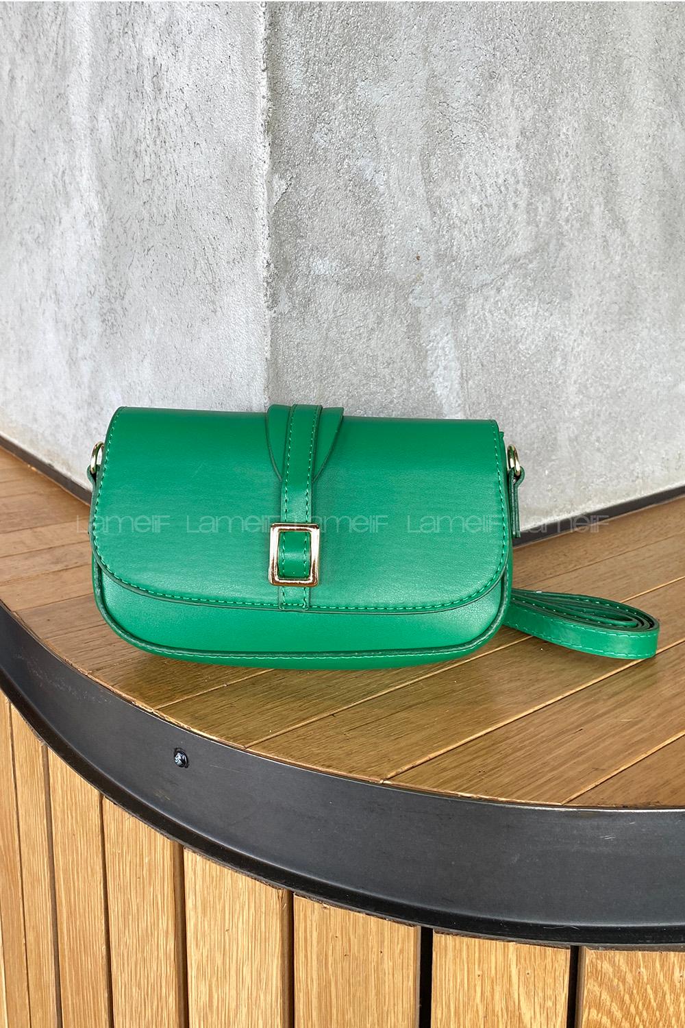 Lamelif Tokalı Çapraz Askılı Kadın Çanta Yeşil